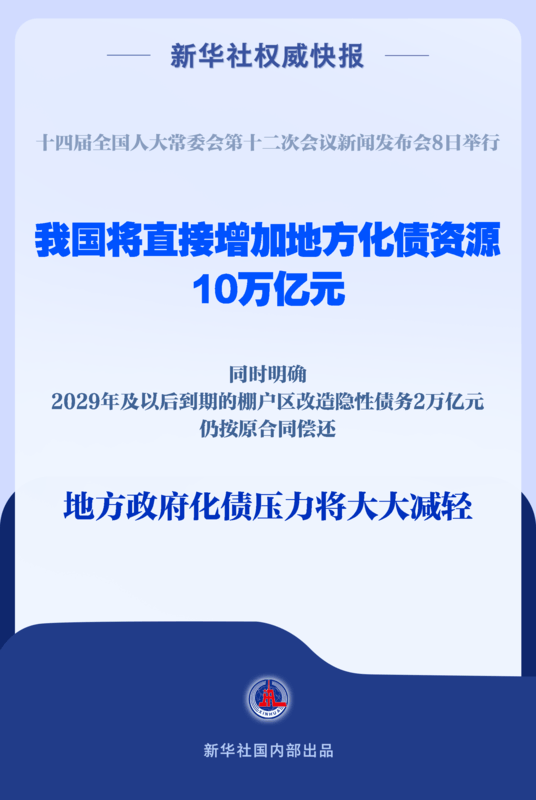 皇冠信用網平台代理_新华社权威快报|直接安排10万亿元皇冠信用網平台代理！地方政府化债压力将大大减轻